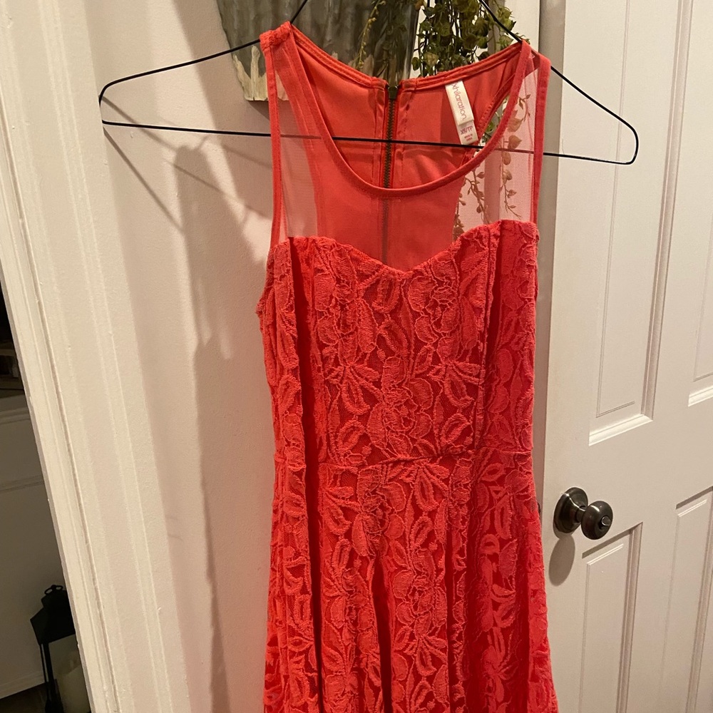 Sheer sleeveless red/orange dress